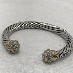 New 2 tone cable bracelet with pave crystal tips